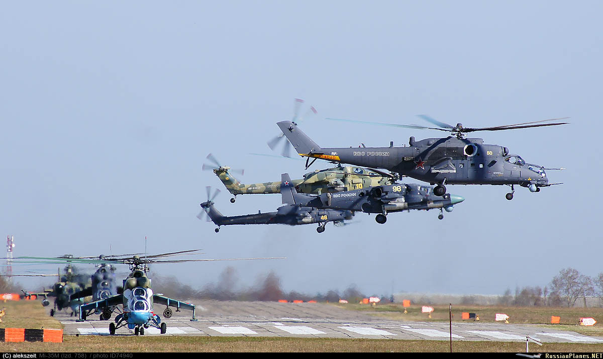бойни вертолети Ми-24, Ми-35М, Ми-28Н и Ка-52 