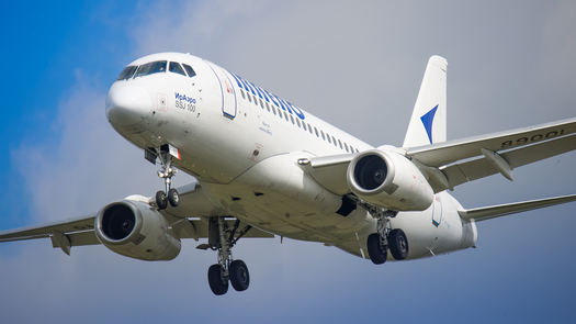 NEW OFFICIAL B級108球 AEROSENSA500 A-S級12球 Карточка самолёта: Сухой · SuperJet 100-95B · RA-89001