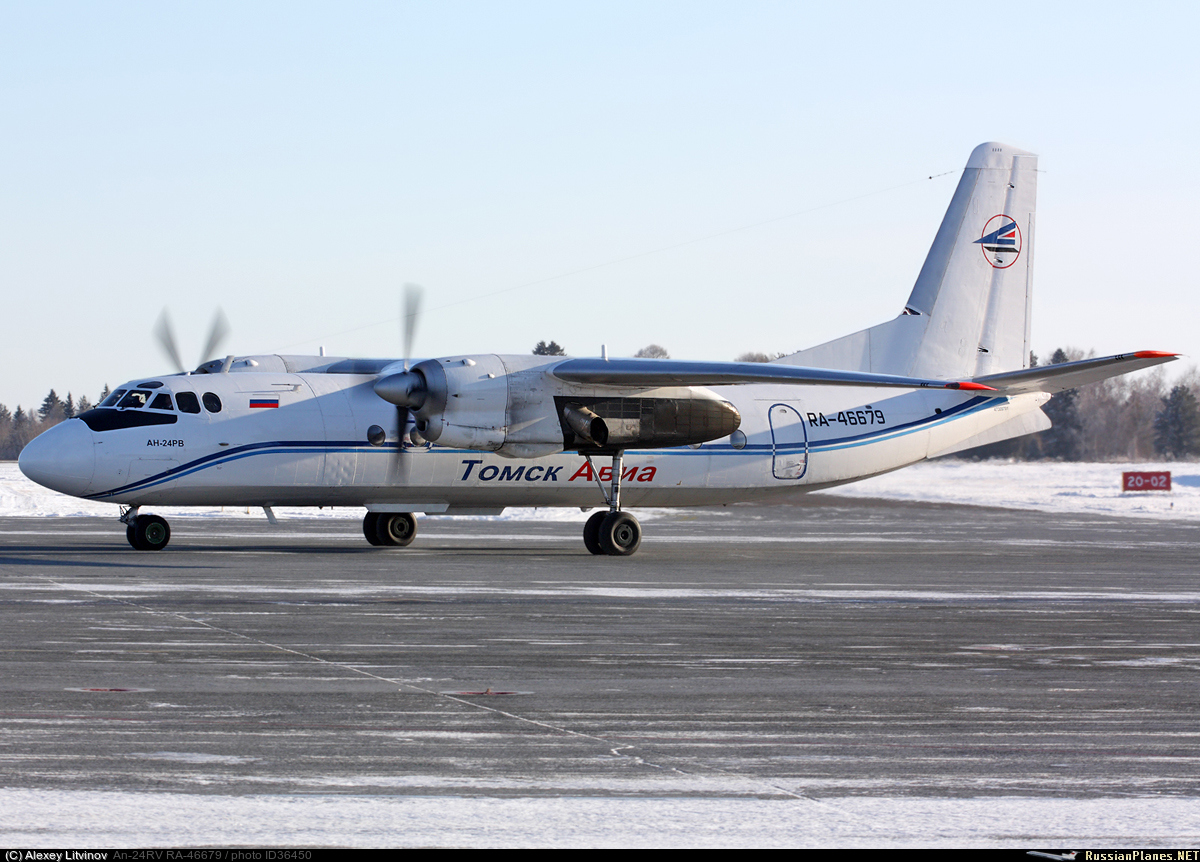 Фотография самолёта · Антонов · Ан-24РВ · RA-46679 (зав.н. 47309701) ·  Томск Авиа ✈ russianplanes.net ✈ наша авиация